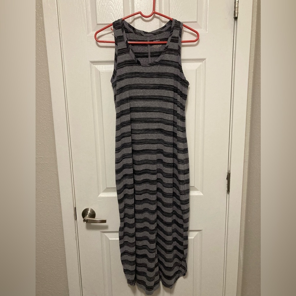 *Alfani Intimates Gray Striped Sleeveless Racerback Medium Maxi Dress #K